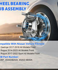 Front Wheel Bearing Hub Assembly 5 Lug Replacement For Nissan Rogue 2014 To 2023 Front Axle Fits Qashqai and Rogue Sport