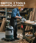 Worker using 110V Single Phase Safety Switch With Dual Outlets And Synchronized Start Stop for table saws in a workshop
