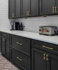 Heavy Duty Solid Zinc Alloy Cabinet Pulls Set Of 10 In Champagne Bronze Gold Finish With 5 Inch Hole Centers 128mm on black cabinets