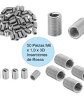 50 Pcs M6 X 1.0 X 3D Stainless Steel Helicoil Thread Inserts Set, Coiled Wire Helical Screw Threads SS304, various views