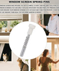 10 Piece Window Screen Plunger Latches With White Caps Aluminum Retainer Pins Replacement Clips Universal Door And Window Frame Hardware Solid Gear Upgrade For Your Backyard Haven, close-up of a spring pin with white cap.