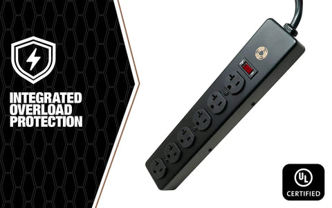 Beefy All Metal Mountable Power Strip With 6 NEMA 5-20 Receptacles, 20 Amp Capacity And NEMA 5-20 Plug, Garage Ready For Equipment