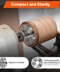 Heavy Duty Three Inch Steel Wood Lathe Faceplate With 1-1/4 X 8 Tpi Thread And Twelve Bolt Holes absolute shop workhorse attached to lathe.
