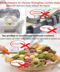 Diagram highlighting benefits of the Automatic Cookie Making Machine 180W With Powerful Motor And 50 To 60 RPM, including ease of use.