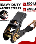 Two Pack Beefy Heavy Duty 1 Inch by 20 Foot Ratchet Tie Down Straps with Double J Hooks 2200 Pound Break Strength, reinforced