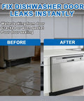 Before and after image of dishwasher showing effect of Dishwasher Door Gasket Seal Replacement For Whirlpool Maytag KitchenAid Kenmore Amana.