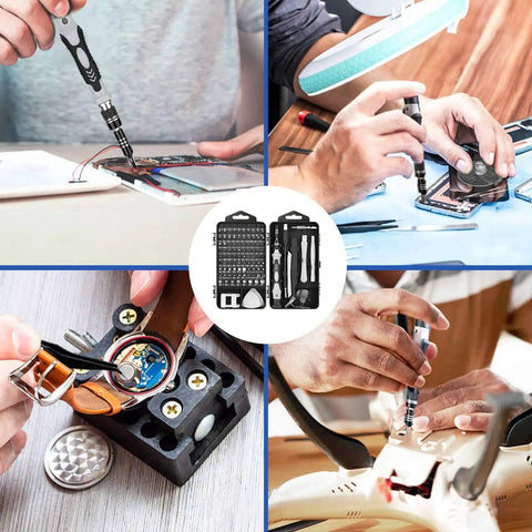 115-In-1 Precision Screwdriver Set With Magnetic Bits And Flexible Shaft For Electronics Repair used on various gadgets.