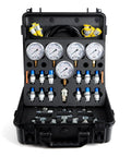 Rugged Beefed Up Hydraulic Pressure Test Kit With 600 Bar 8700 Psi 60 MPa Five Gauges Thirteen Test Couplings Sturdy Case