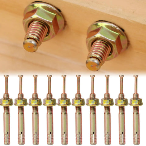 Anchor Set With Hammer Drive Pin Expansion Anchors For Concrete And Cement, Medium Size 6.5x0.6 Cm, 6 Pcs, Carbon Steel in wooden installation