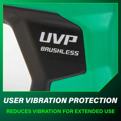 Close-up of 18V MultiVolt Cordless Compact Reciprocating Saw with UVP feature for reduced vibration and extended use.