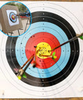 15 Pack Archery Target Paper For Backyard Practice 16 Inch With 10 Ring Design shown with arrows embedded in bullseye