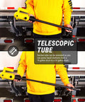 Slick Telescopic 12V Electric Drum Pump With Inline Flow Meter And Six Point Six Foot Hose, showcasing extendable suction tube for fluid transfer.