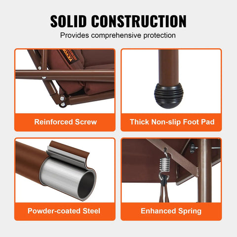Solid construction details of Three Seat Outdoor Patio Swing Chair With Adjustable Canopy And Removable Thick Cushion components.