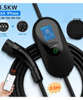 Portable Level Two EV Charger With Smart App Control, 3.5 meter cord, Type 2 plug, compact design for easy charging.