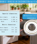 Hardcore Washer Tub Bearings And Seal Kit For Samsung WF Series showing dimensions and details of 6601-002516 bearing for laundry repair.