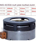 24V Direct Current Electromagnetic Clutch Multi Plate Toothed Disc, 212mm outer diameter, heavy-duty industrial component.