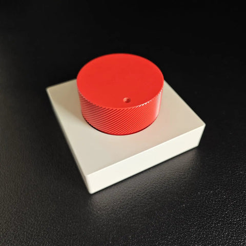 Desktop USB Volume Knob Switcher With Aluminum Body, Quiet Rotation For Undisturbed Use, Plug And Play PC Accessory For Gaming, Streaming, And Office, Precise Sound Control, Dope Gift For Keyboard And Audio Enthusiasts, red aluminum volume knob on white base