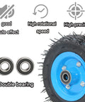 Close-up of Beefy Heavy Duty Caster Wheels Set With Top Plate Swivel And Fixed Casters showing blue hub and double bearing design.