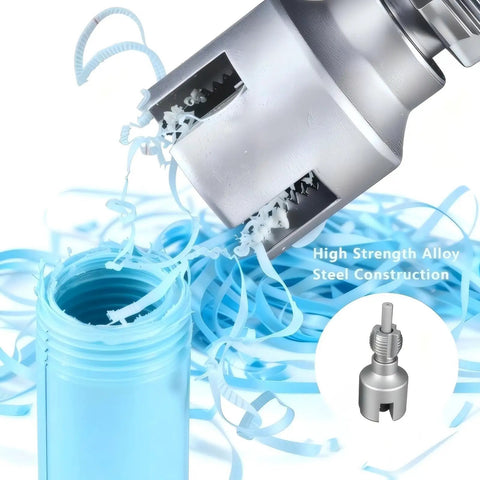 Three Piece Pipe Threading Tool Kit With 1/2, 3/4, And 1 Inch Alloy Steel Dies For PVC Plastic Pipes And Electric Drill Compatibility