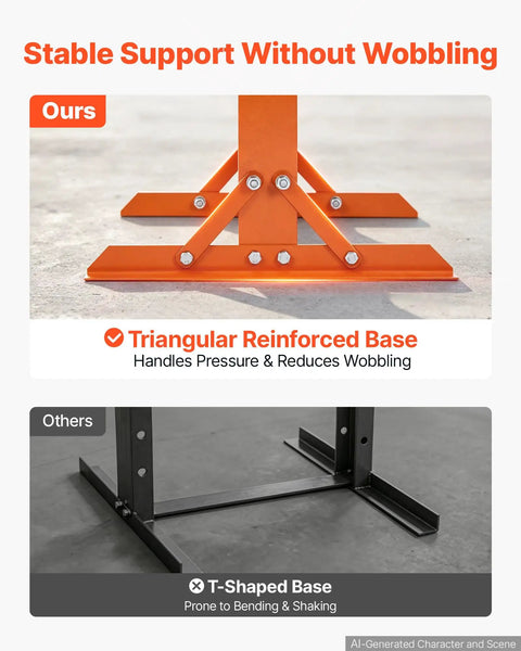 Rock Solid 12 Ton H Frame Shop Press Built Tough As Nails With Smooth Hydraulic Bottle Jack showing triangular reinforced base design.