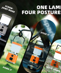Hella Bright 1000 Lumen Rechargeable LED Camping Lantern With Four Light Modes, Magnetic Base shown in different setups.