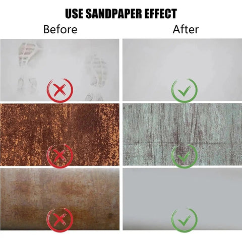 Image showing effects before and after using Heavy Duty Silicon Carbide Sanding Sheets In 120 150 180 And 240 Grit Sizes Wet Or Dry.