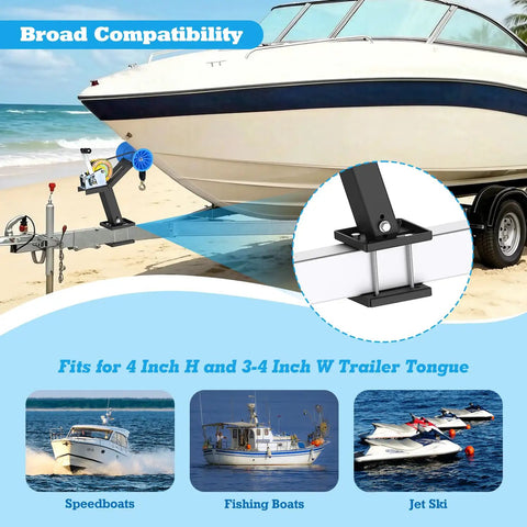 Boat Trailer Winch Post With Bow Stop Roller, 1200 Lb Winch Included, heavy duty adjustable stand for 3-4 in trailer tongue