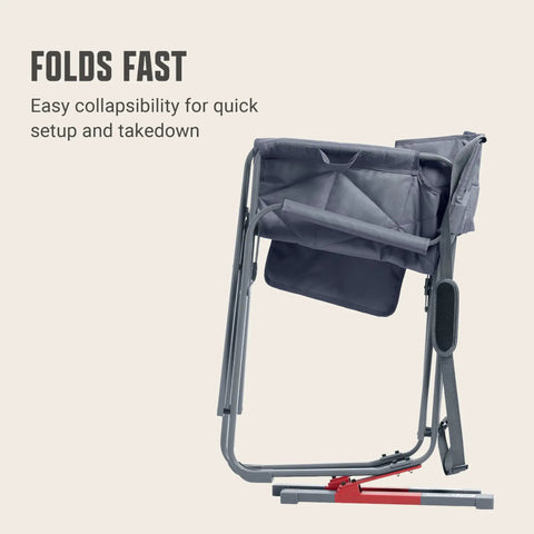 Collapsed Pro Rocker Camp Chair With Zero Gravity Rocking System Easy Fold Padded Armrests Leaf Spring Comfort for transport