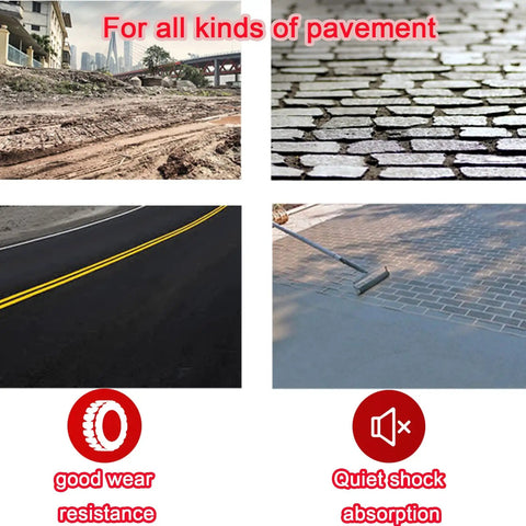 Dead Simple Heavy Duty Vacuum Air Caster Wheels 200MM 250MM Tubeless Rubber Tires shown on different pavement types.