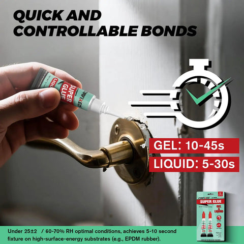 Instant Bonding Adhesive Gel And Liquid For Multi Surface Repairs Multi Pack used on door handle for quick bond