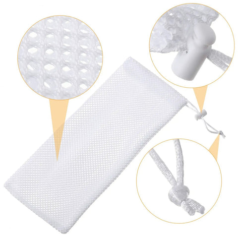 Close-up of Three Pack Finch Sock Feeders Budget Friendly With Thistle Seed Bags For Outdoors And Garden, white mesh detail