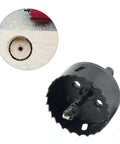 Angled view of Rannb 2-3/4in (70mm) bimetal hole saw with pilot bit for wood
