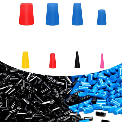 Top Tier Silicon Tapered Plug Kit For Pro Painting And Media Blasting Heat Resistant Stoppers 1/16 To 5/8 Inch Assortment, colored silicone plugs