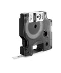 Heavy Duty Industrial Heat Shrink Label Rolls, 1/4 Inch Tube With Black Print On White, label cartridge in clear casing.