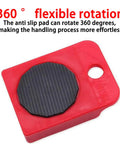 Heavy Duty Furniture Movers With Wheels And Glide Pads 300 Lbs Capacity Lever Lift Tool For Couches And Appliances anti-slip red pad with 360-degree rotation.