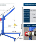 500kg electric model Heavy Duty 500kg Portable Foldable Hand Winch Crane Hoist Compact Lifting Gear for garage use