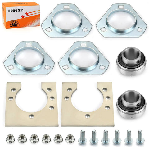 1 Inch Live Axle Bearing Kit For Go Karts Mini Bikes Trikes And Off Road ATVs With 3 Hole Flangette Mount Hangers