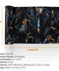 Glossy Blue Gold Marble Countertop Contact Paper 32 Inch Wide By 354 Inch Long Marble Peel And Stick Wallpaper Waterproof Removable for kitchen and furniture – vinyl roll image.