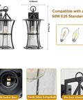 Outdoor Wall Light Fixtures Wall Mount Porch Light With E26 Base Socket IP65 Waterproof Clear Seed Glass Exterior Sconces Lantern Lamp For Porch Patio Garage 2 Pack showing dimensions and features