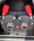 Close-up of red knobs on 3 Meter Flexible Graphite Wire Feed Hose For SUP20 21 23S T Handheld Laser Welders