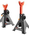 Beefy 3 Ton Car Jack Stands With Double Locking Adjustable Height From Ten Point Eight To Sixteen Point Three Inches Heavy Duty Lift For SUV Pickup Car And UTV ATV Red Finish Comes As A Pair