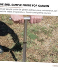 Hands using Stainless Steel Soil Sampler Probe With T Handle For Lawn Care And Garden Testing 304 Metal Soil Sampling Tool for analysis