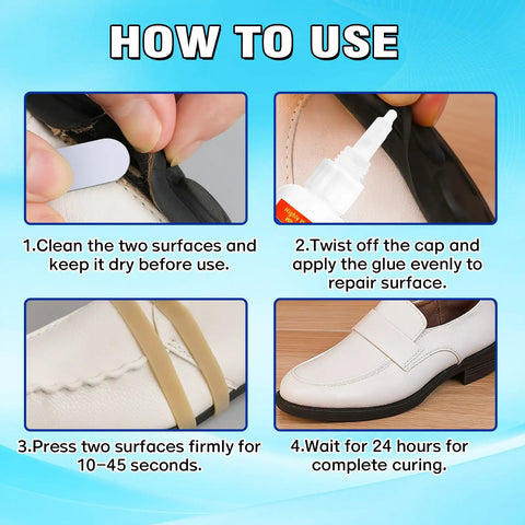 How to use Heavy Duty Shoe Glue For Boots And Sneakers, Waterproof Bond For Leather Rubber And Fabric instructions steps