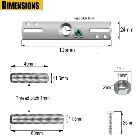 Light fixture cross-bar kit with screw collar loop hardware, black heavy-duty die-cast metal, 1 pack (Amazon)