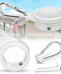 Top Shelf White Aluminum Flag Pole Rings With Grip Tight Clamps Two Pack No Sweat Antitwist Swivels For Slick 360 Degree Rotation And Hassle Free Patriotic Display, includes clamps and carabiners.