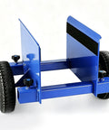 Two Wheel Panel Handling Cart For Drywall And Sheet Material, Heavy Duty Dolly With Soft Rubber Padding, Edge Guarding, Smooth Maneuverability, Low Profile Frame, Pro Contractor Ready, blue steel cart with large wheels