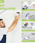 Installation guide showing steps for 12 Pack 6 Inch Led Recessed Downlights Featuring A Slick Canless Wafer Design.