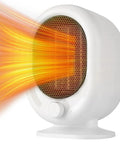 Tiny Yet Mighty Mini Space Heater For Desk 1500W Fast Heat 2 Heat Settings PTC Ceramic Heating Tip Over And Overheat Protection Ultra Quiet Operation Compact White with visible heat waves