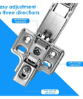 Beefy Heavy Duty Rotating Concealed Cabinet Hinges 4 Pack 175 Degree Hydraulic Soft Close Easy adjustment directions