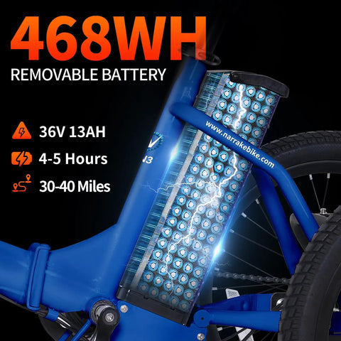 Electric Tricycle For Adults With Fat Tire Folding Three Wheel E Trike 18 Inch Wheels Peak 700W Step Through Frame Removable 468Wh Battery And Large Basket Perfect For Men And Women removable 36V 13Ah battery